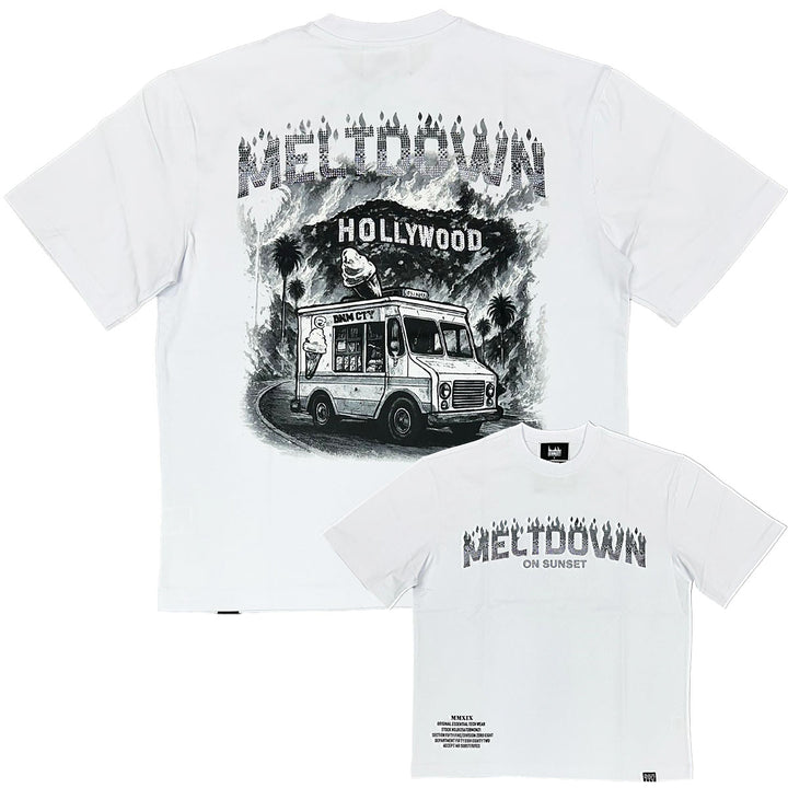 Meltdown Rhinestone Tee (White)