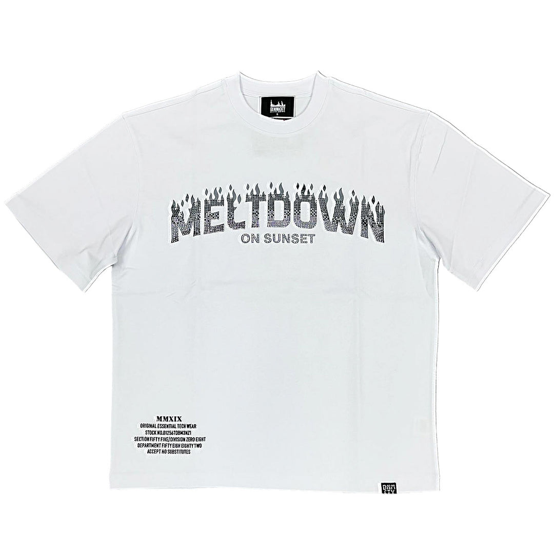 Meltdown Rhinestone Tee (White)