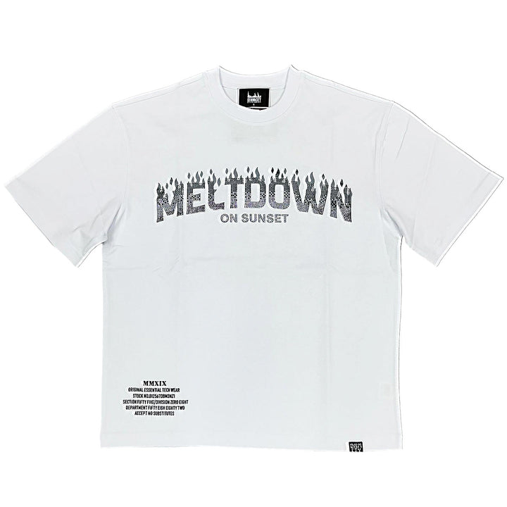 Meltdown Rhinestone Tee (White)