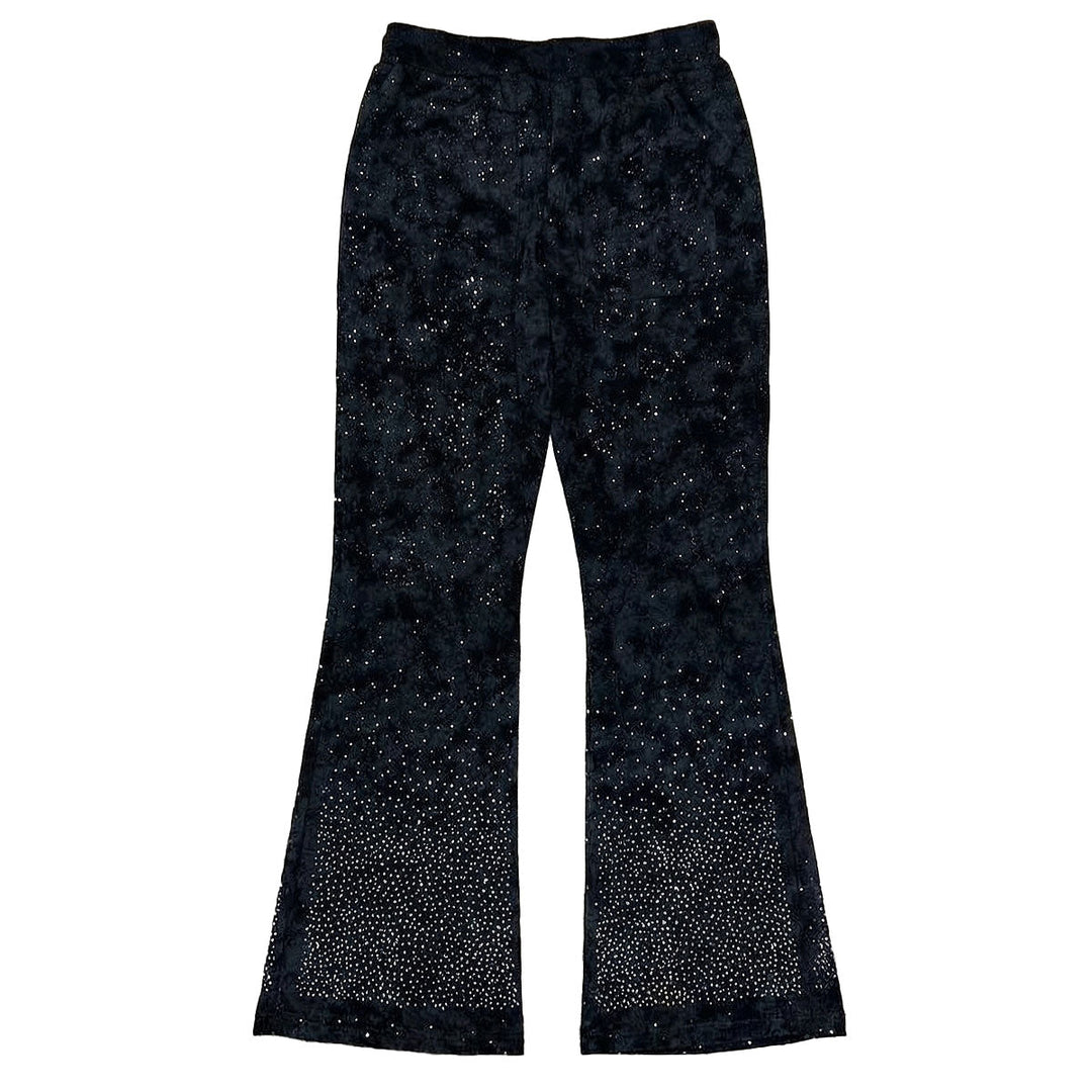 Stone Rivet Stacked Pants (Black)