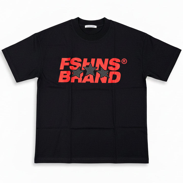 3 Star Oversize Tee (Black / Red)