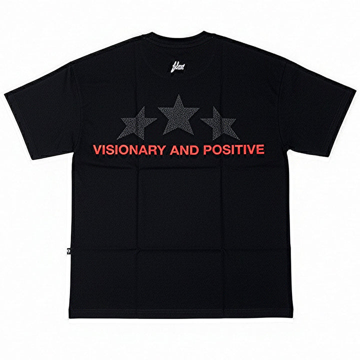 3 Star Oversize Tee (Black / Red)
