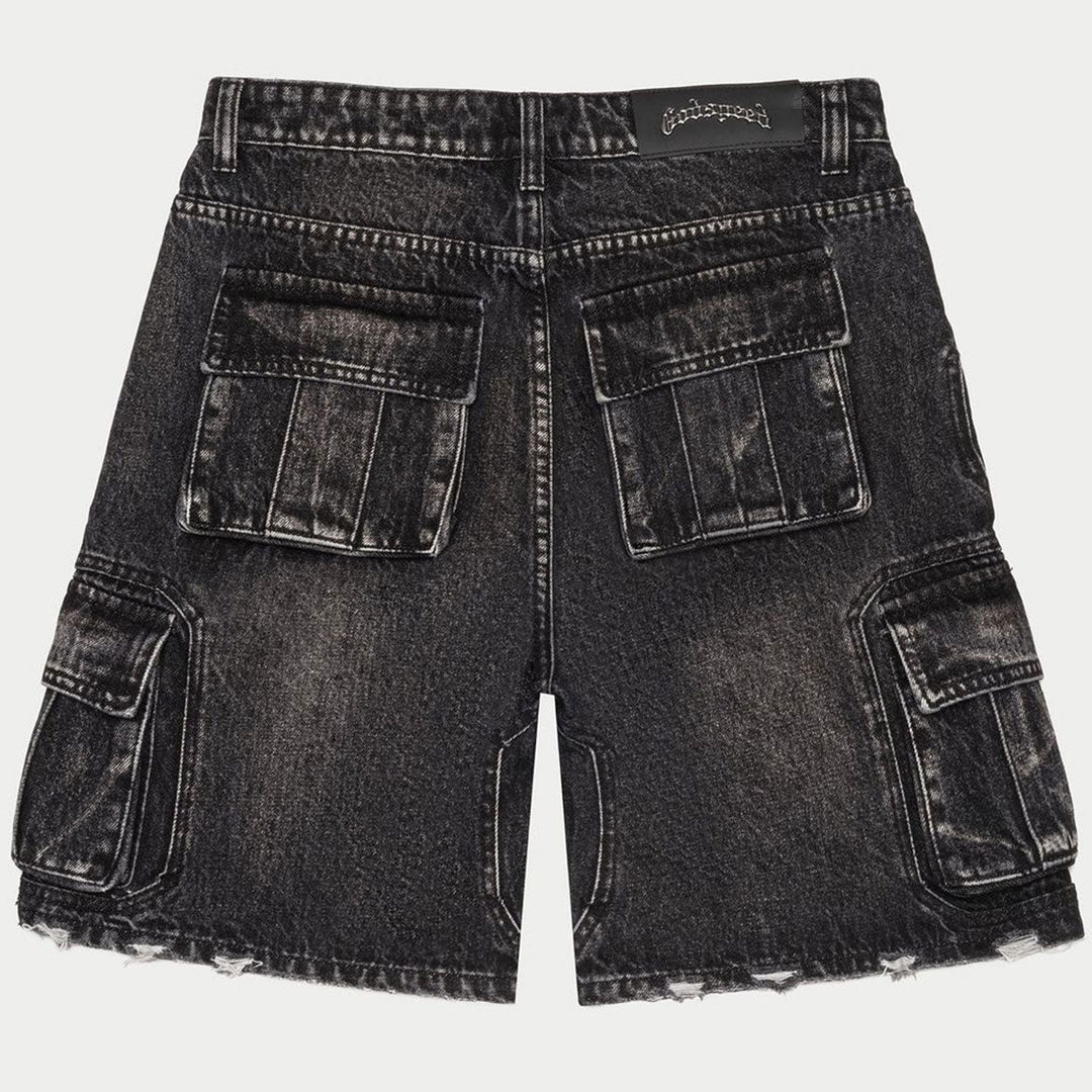 Pantalones cortos de mezclilla cargo octagonales (negros)