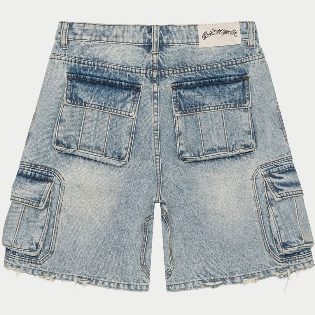 Octagon Cargo Denim Shorts (Blue)
