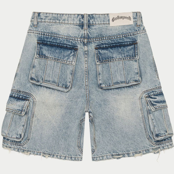 Octagon Cargo Denim Shorts (Blue)