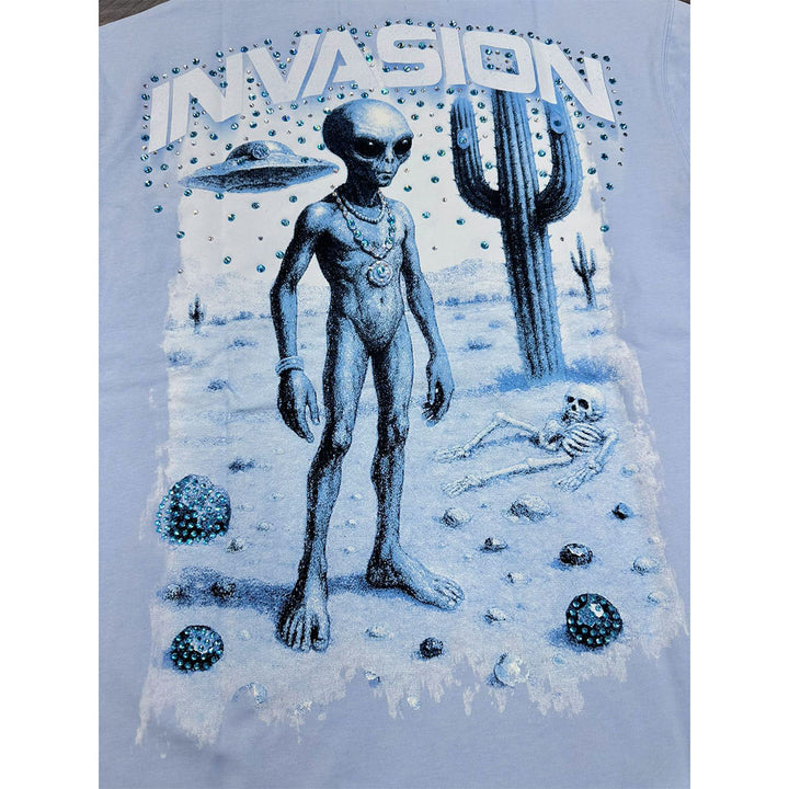 Invasion Rhinestone Tee (Sky Blue)