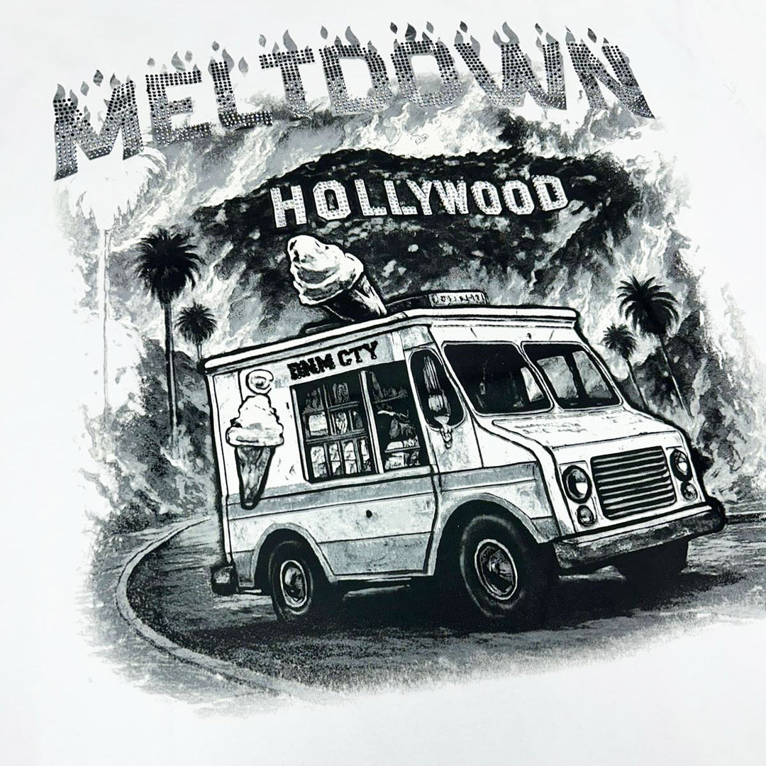 Meltdown Rhinestone Tee (White)