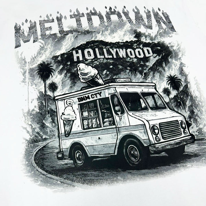 Meltdown Rhinestone Tee (White)