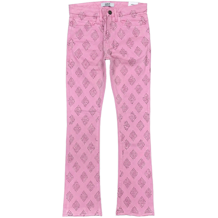Rhinestone Stacked Denim (Pink)