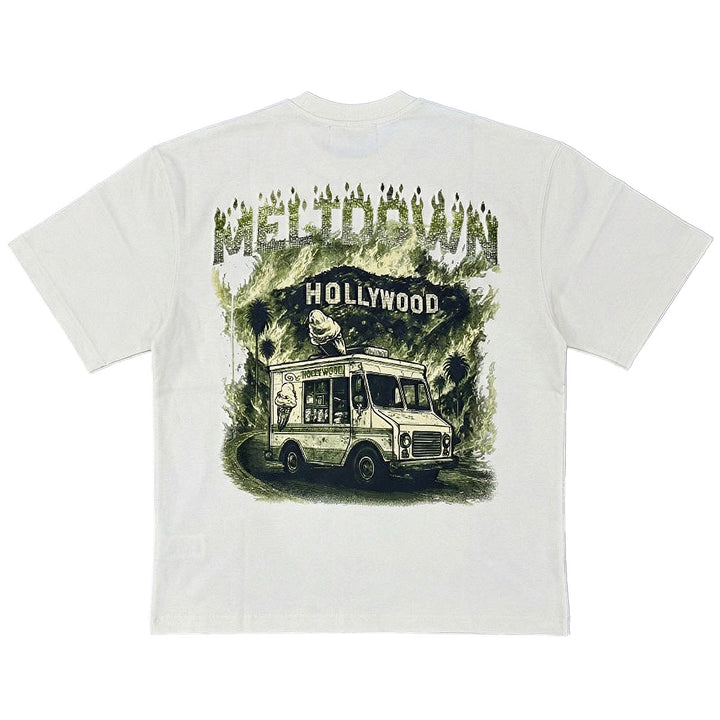 Meltdown Rhinestone Tee (Natural / Moss)