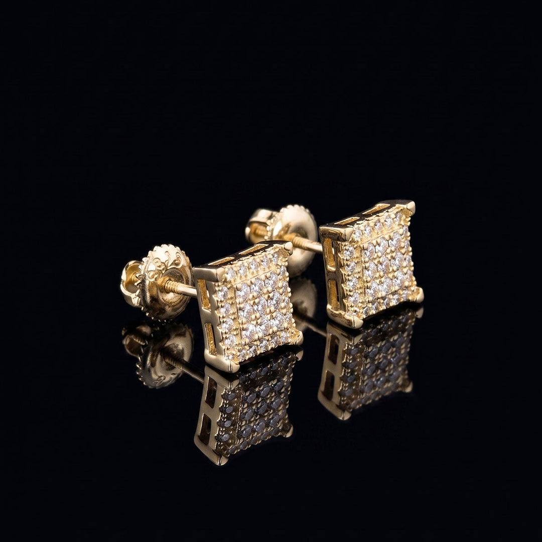 Gold Plated Aztec Moissanite Earrings