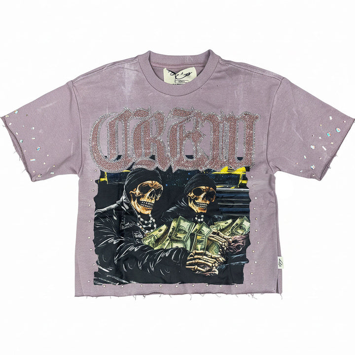 Camiseta corta con cuello redondo (lavanda)