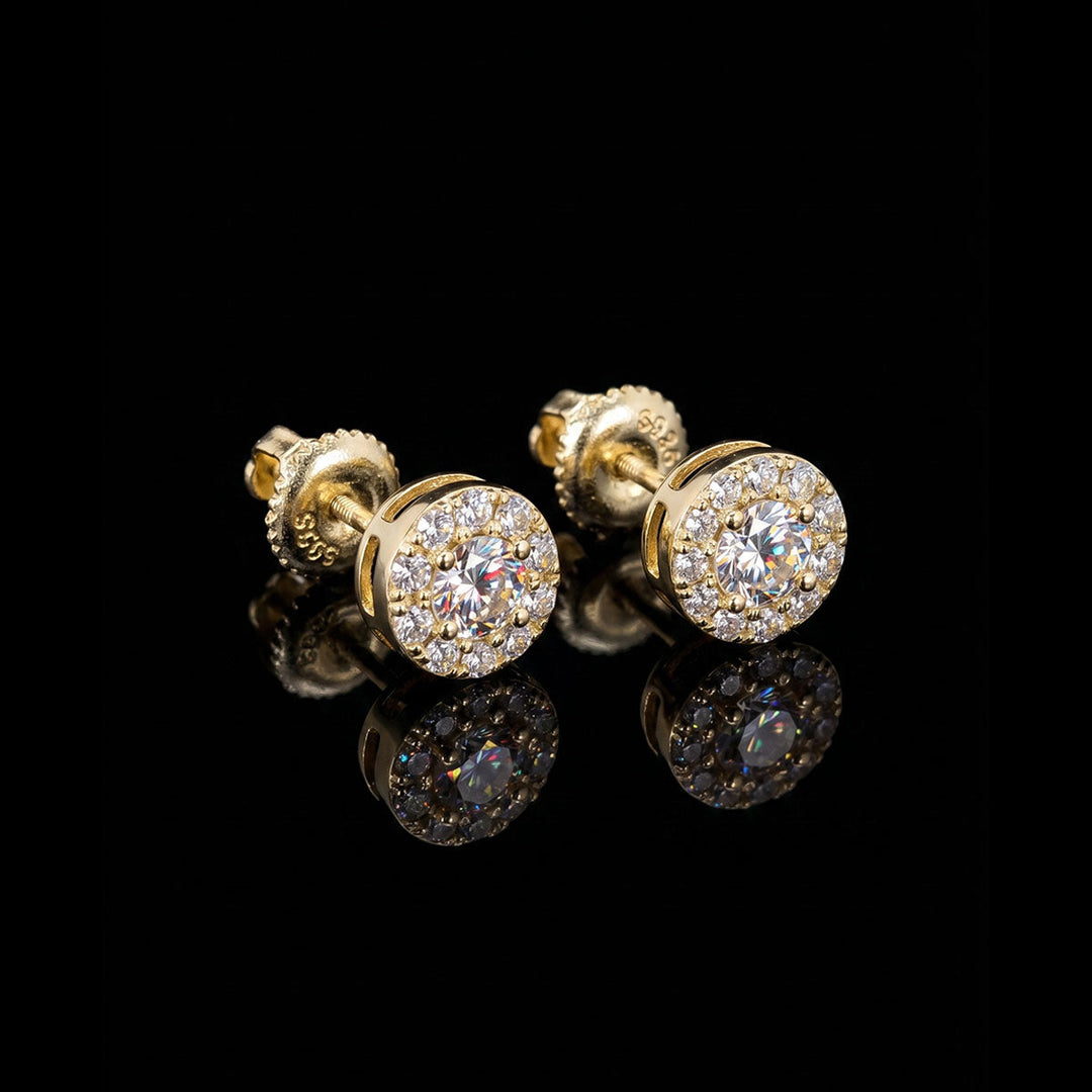 Gold Plated Bevel Moissanite Earrings