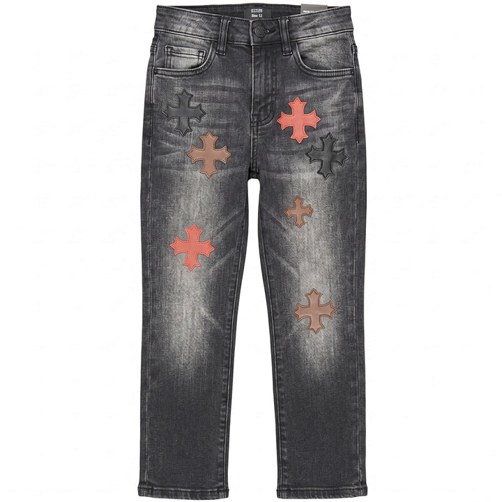 Kids Martin Stacked Denim (Black Shadow)