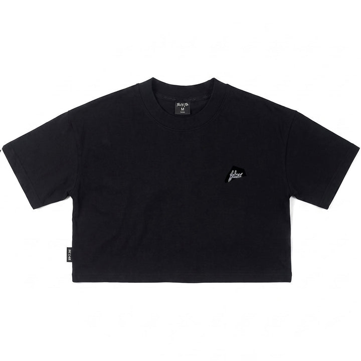 WMNS Boxy Basic Logo Crop Tee (Black)