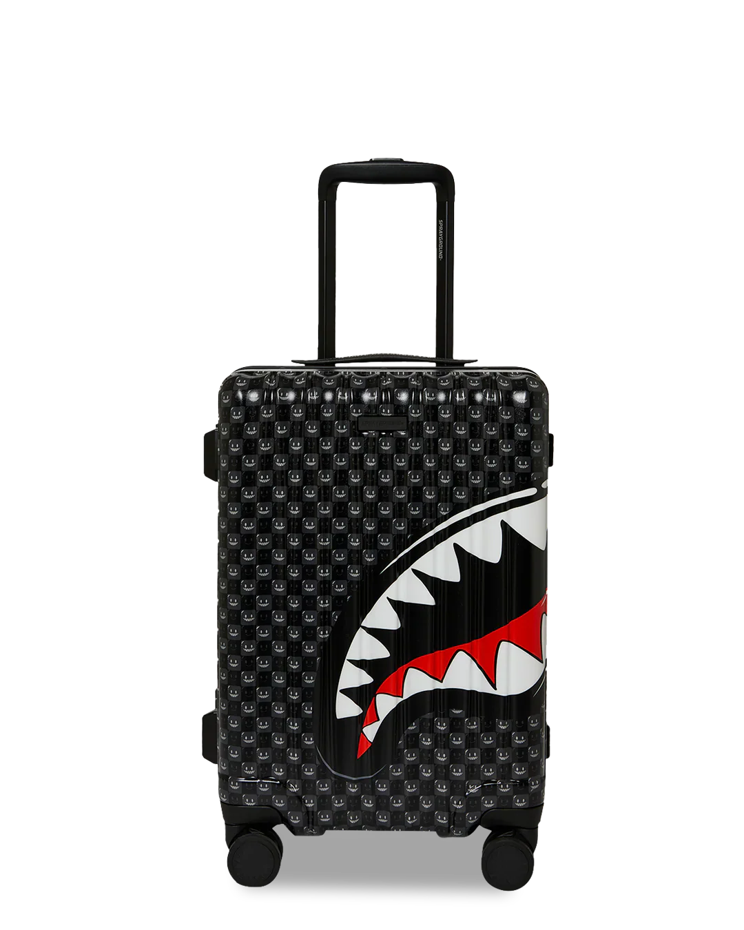 Black Check Toon Shark Carry-On Luggage