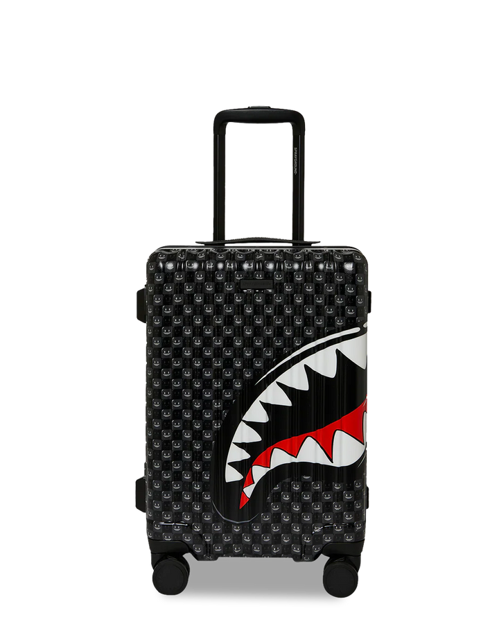 Black Check Toon Shark Carry-On Luggage