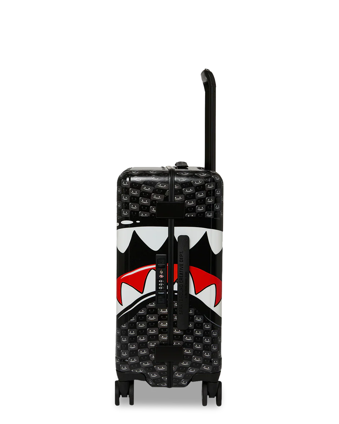 Black Check Toon Shark Carry-On Luggage