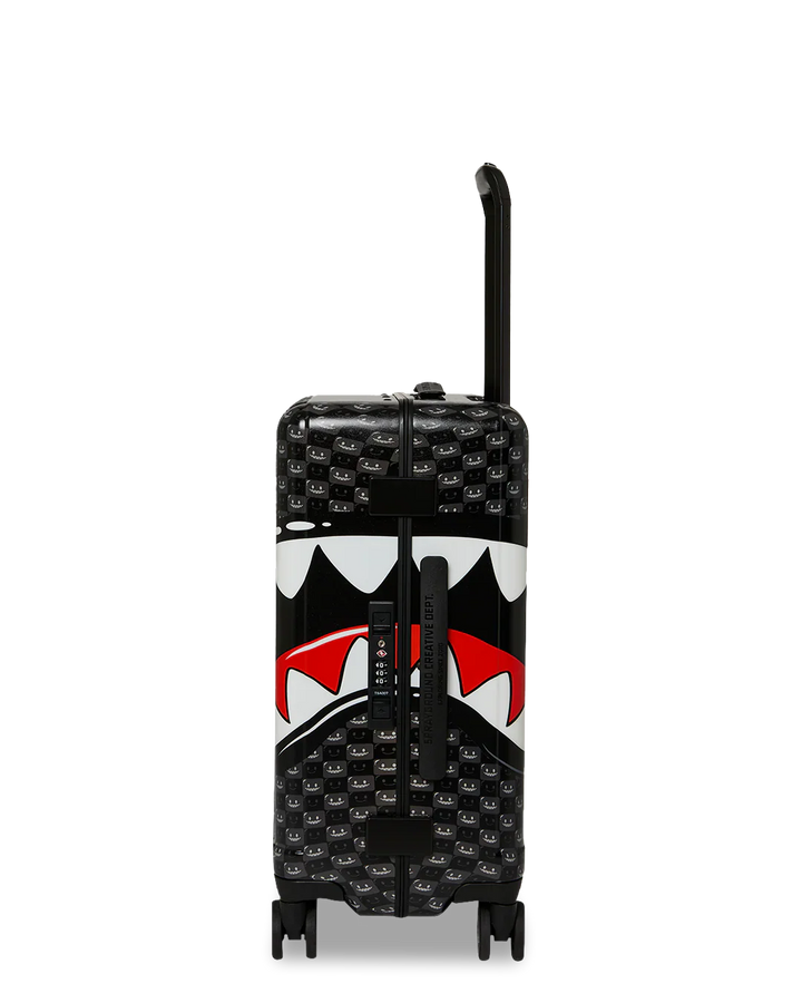 Black Check Toon Shark Carry-On Luggage