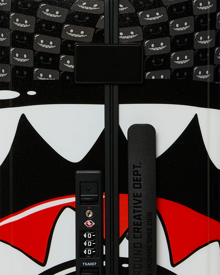 Black Check Toon Shark Carry-On Luggage