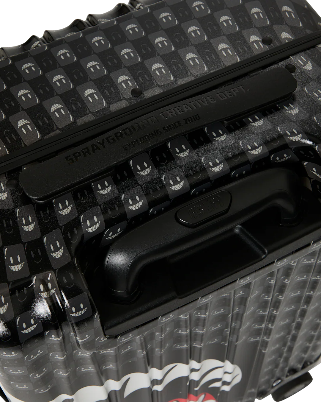 Black Check Toon Shark Carry-On Luggage