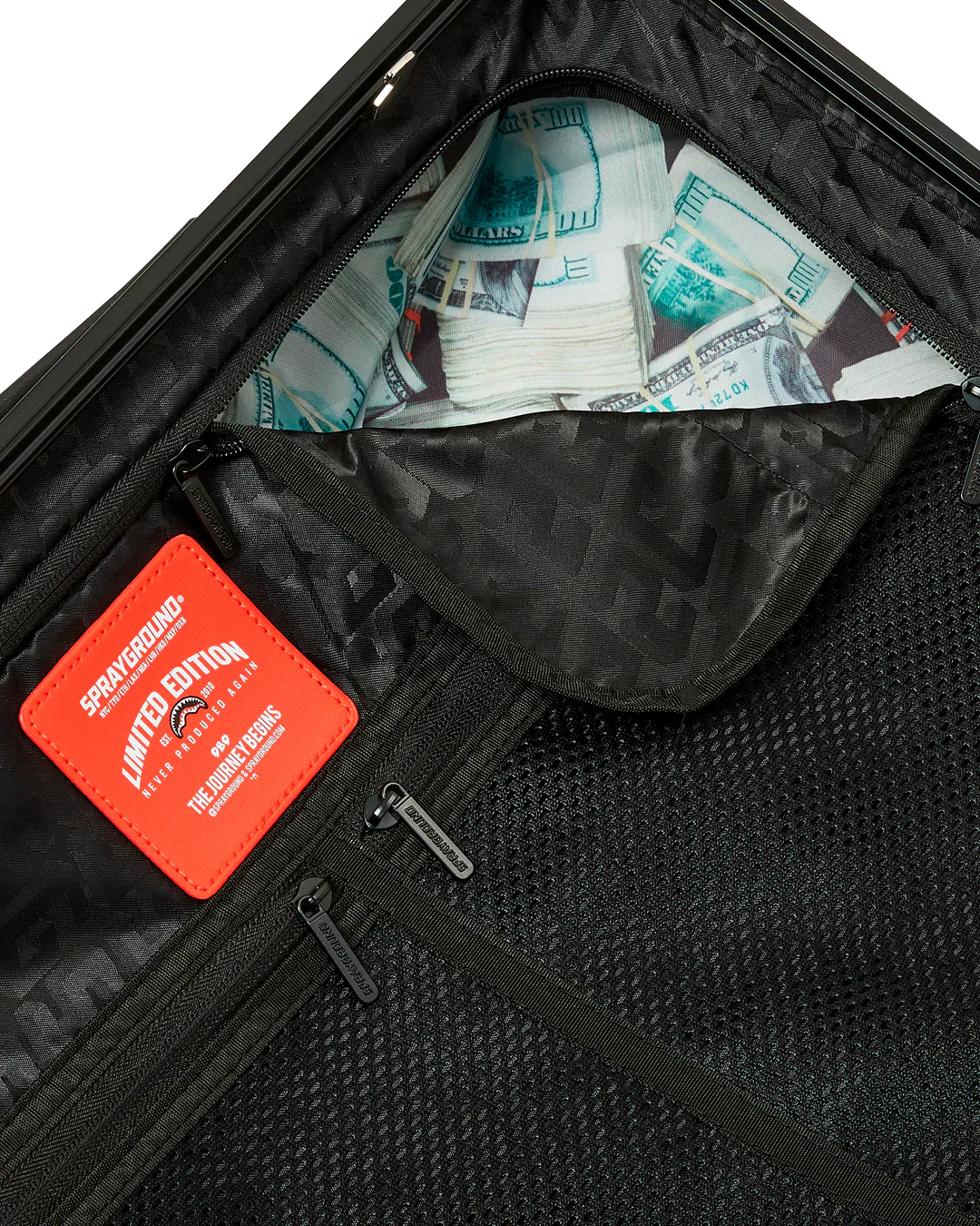 Black Check Toon Shark Carry-On Luggage