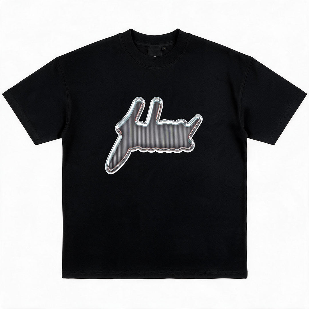 Chrome Grid Oversize Tee (Black)