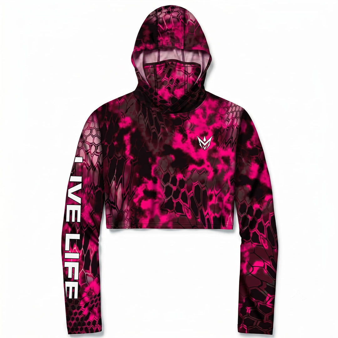 Scales Cropped Rashguard (Fuchsia)