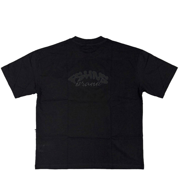 Wavy Glitter Oversize Tee (Full Black)