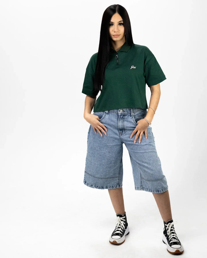 WMNS Boxy Basic Logo Crop Tee (Green)