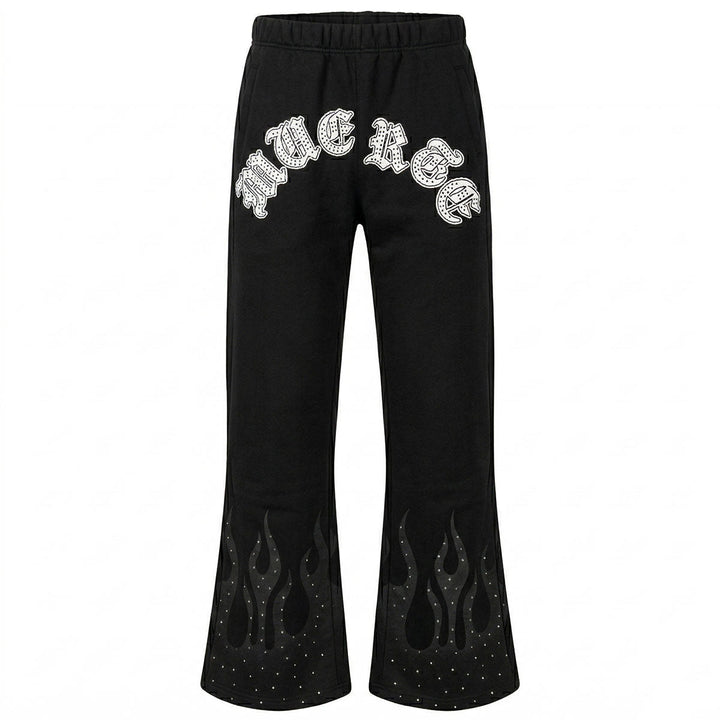 Flame Stone Flare Sweatpants (Black)