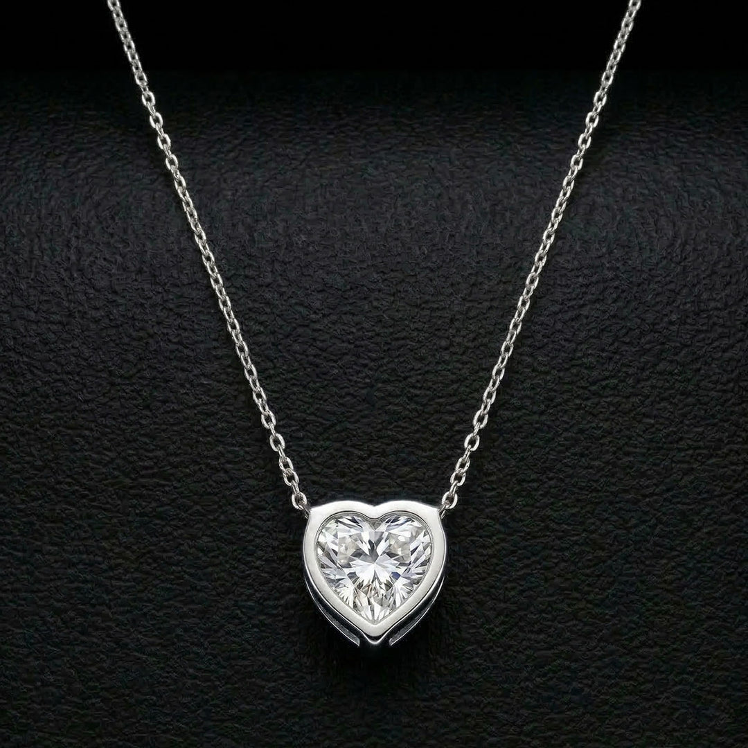 Silver Heart Moissanite Necklace