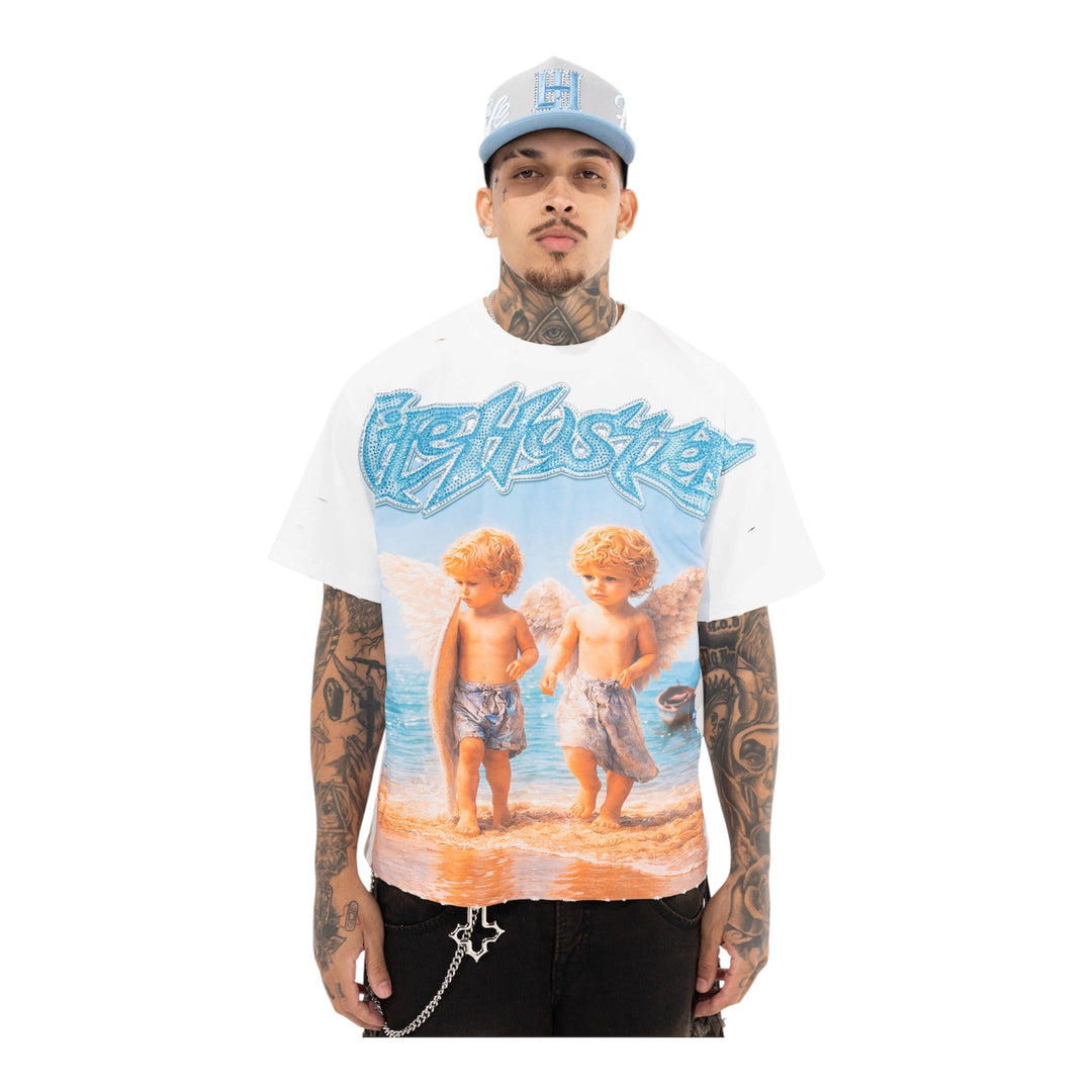 LH Kid Angel Rhinestone Tee (White)
