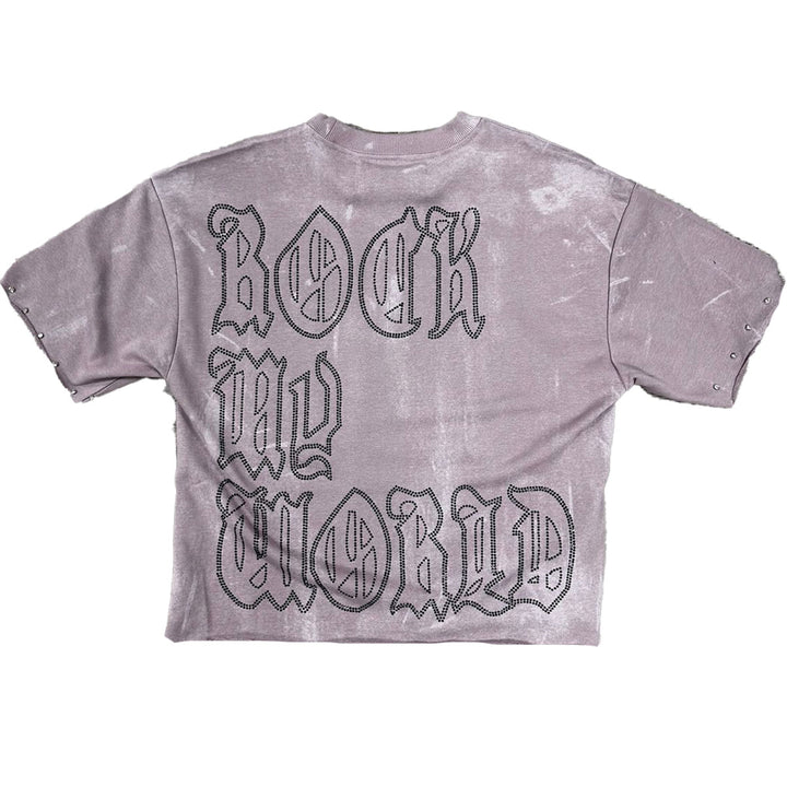 Rock My World Cropped Tee ( Dusty Lavender)