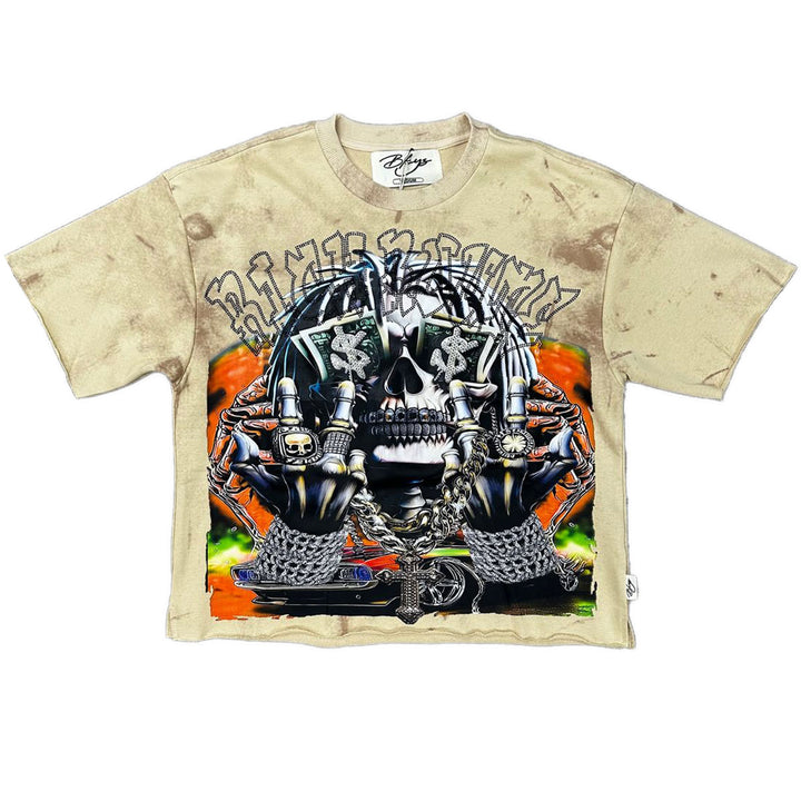 Rich Til Death Cropped Tee (Beige)