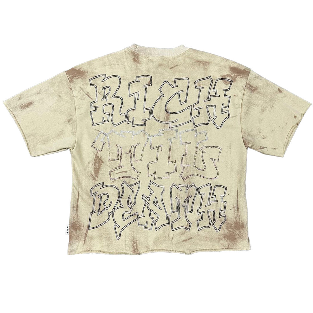 Rich Til Death Cropped Tee (Beige)