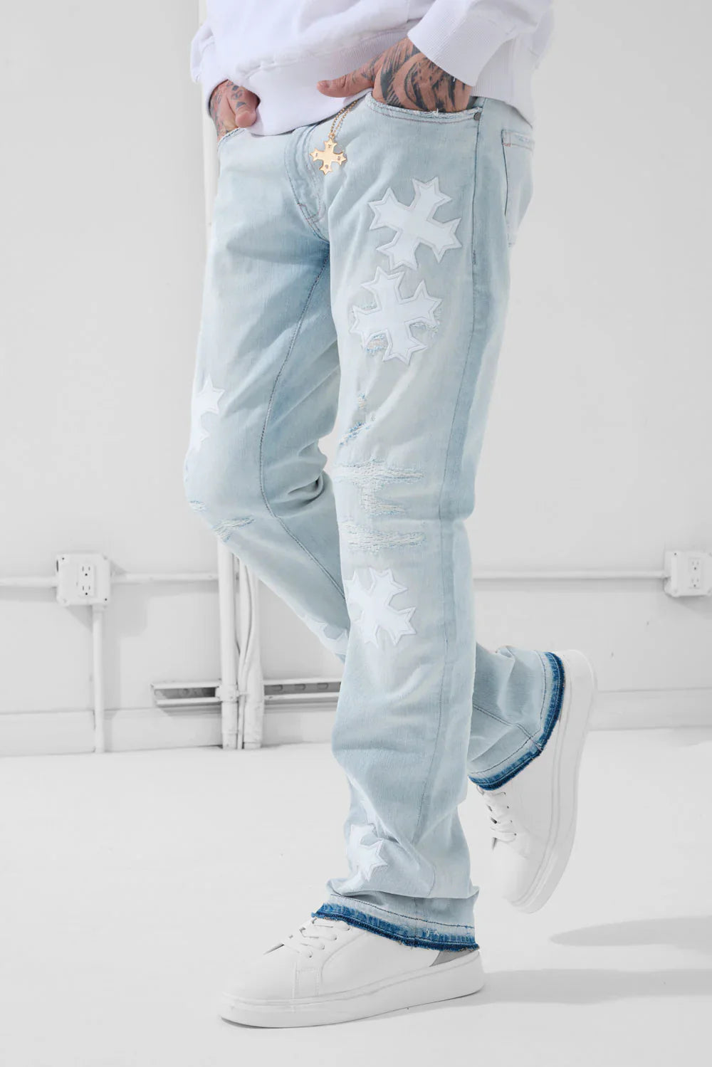 Super Skinny Stacked Eden Denim (Iced White)