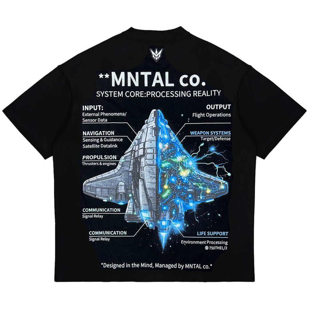 MNTAL Spaceship Rhinestone Tee (Black)