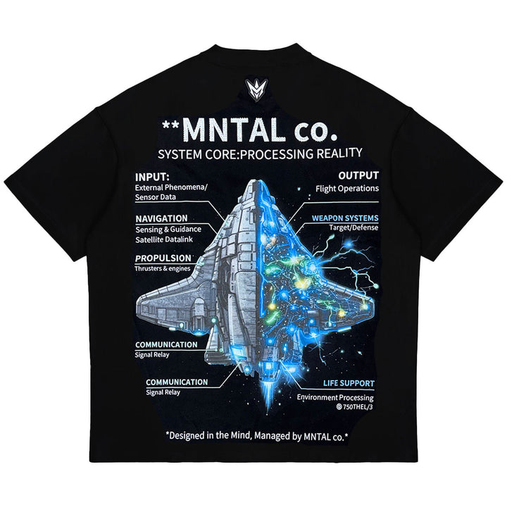 MNTAL Spaceship Rhinestone Tee (Black)
