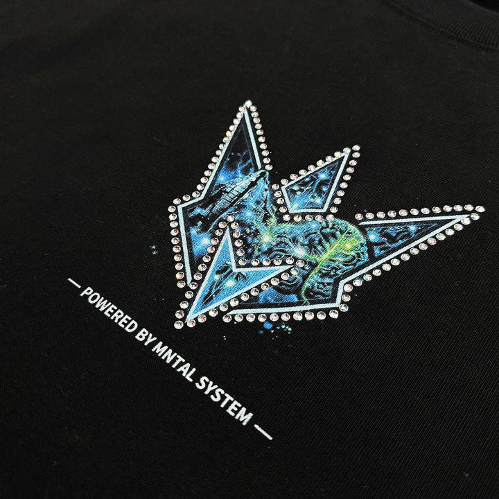 MNTAL Spaceship Rhinestone Tee (Black)