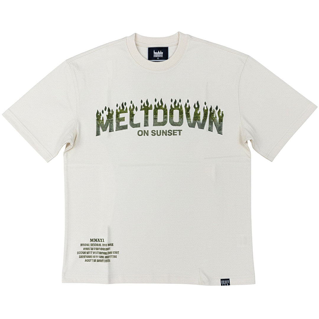 Meltdown Rhinestone Tee (Natural / Moss)