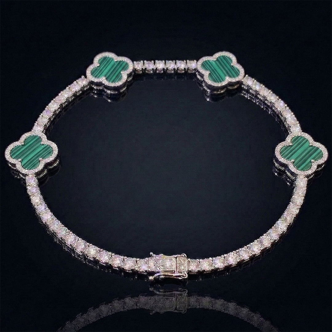 VVS Moissanite Clover Bracelet (Silver / Green)