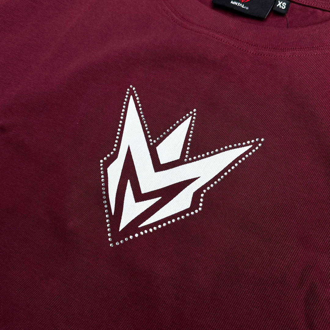 M Spike Cropped Tee (Burgundy)