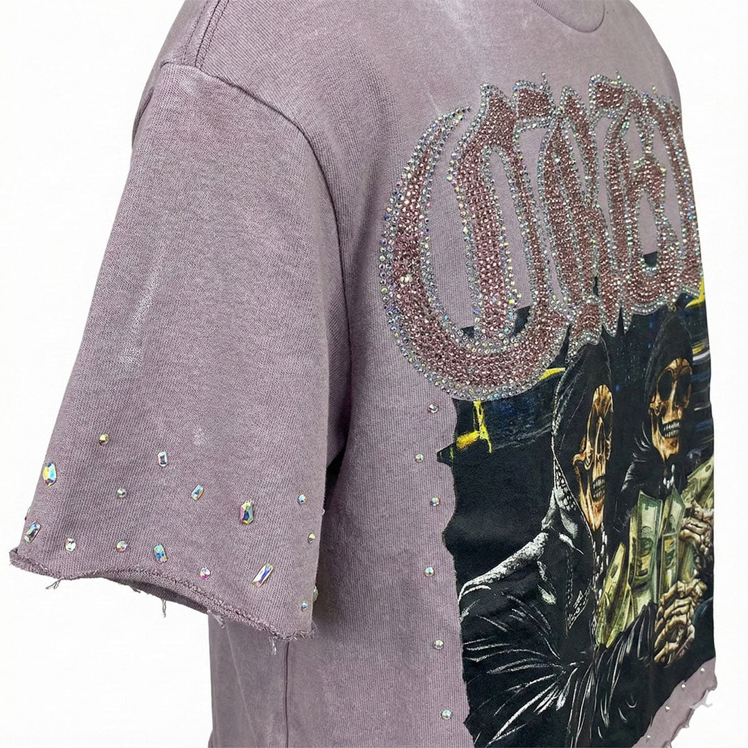 Camiseta corta con cuello redondo (lavanda)