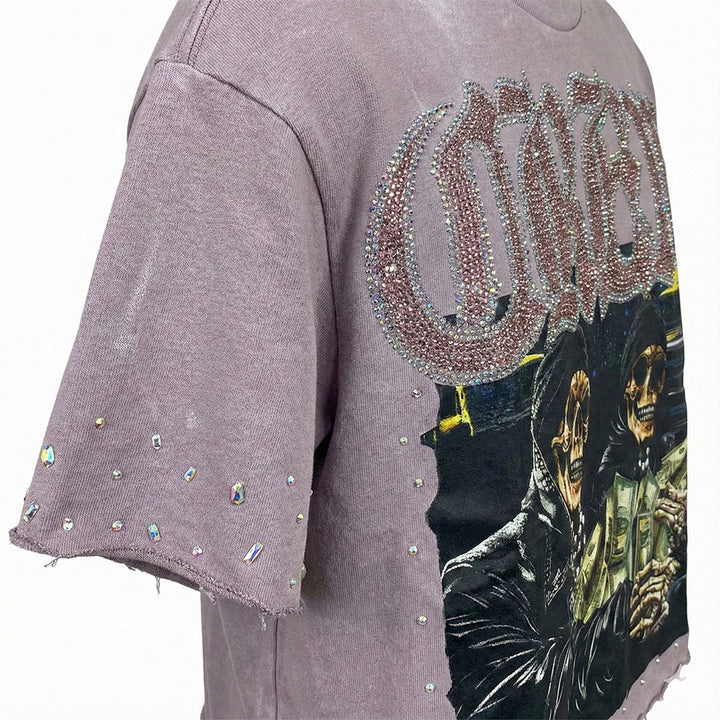 Camiseta corta con cuello redondo (lavanda)