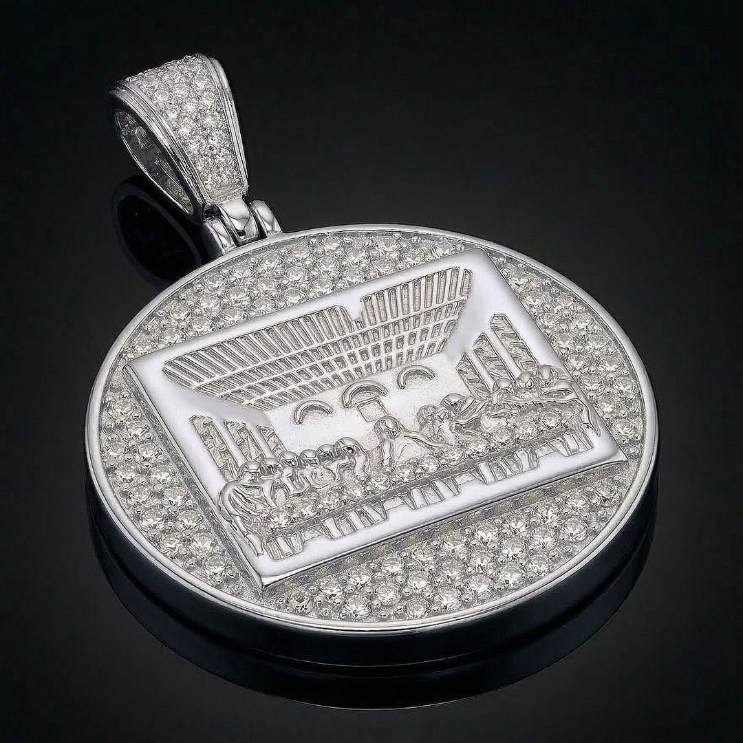 Silver Last Supper Moissanite Pendant