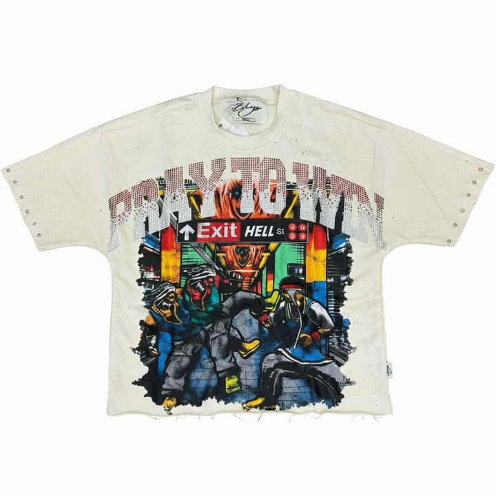 Camiseta corta Pray to Win (blanco roto)