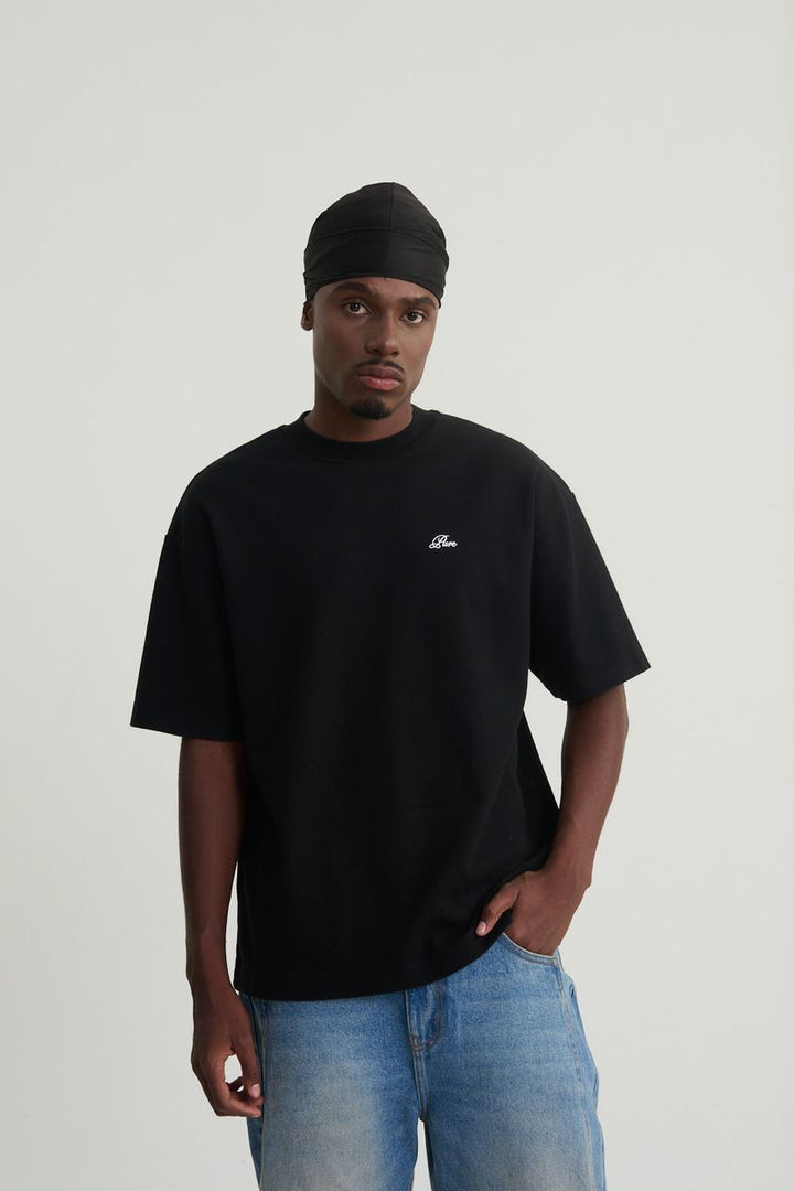 Rustic Embroidered Tee (Black)