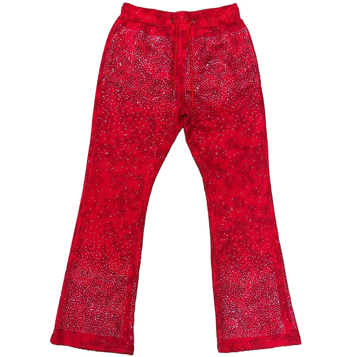 Stone Rivet Stacked Pants (Red)