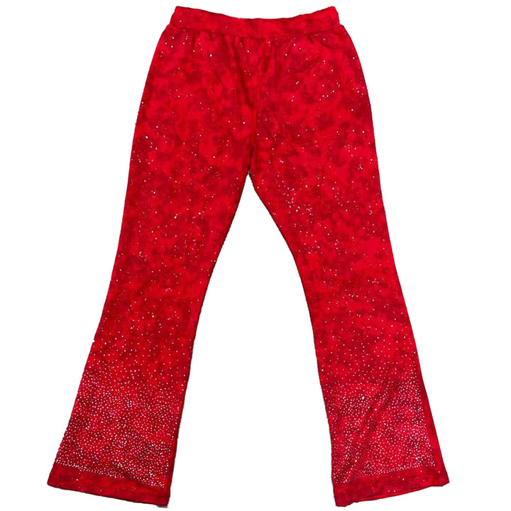 Stone Rivet Stacked Pants (Red)